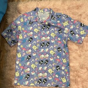 Colorful Cartoon Print Button Down Shirt
